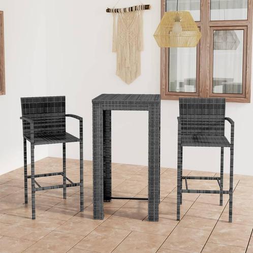 vidaXL 3-delige Tuinbarset met armleuningen poly rattan, Tuin en Terras, Tuinsets en Loungesets, Nieuw, 3 zitplaatsen, Rotan, Verzenden