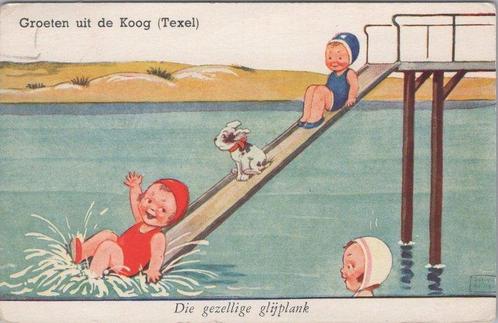 DE KOOG (TEXEL) - Die gezellige glijplank, Verzamelen, Ansichtkaarten | Nederland, Verzenden