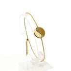 9 Krt. Verstelbare armband met ying/yang plaatje (peridoot), Ophalen of Verzenden, Goud, Met edelsteen