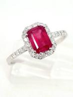 Ring - 18 karaat Witgoud Robijn - Diamant, Sieraden, Tassen en Uiterlijk, Ringen, Nieuw