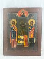 Icoon - Grote icoon van de medische heiligen Cosmas en, Antiek en Kunst