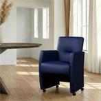 Leren eetkamerstoel Pleasure - Hermes Kobalt (blauw) - Met, Ophalen of Verzenden, Nieuw, Leer, Eigentijds, Modern