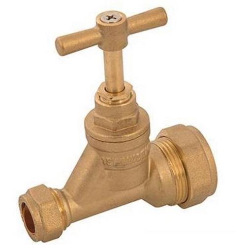 Plumbob Knel stopkraan - messing - 15 mm koper x 25 mm MD..., Doe-het-zelf en Verbouw, Buizen en Afvoer, Nieuw, Ophalen of Verzenden