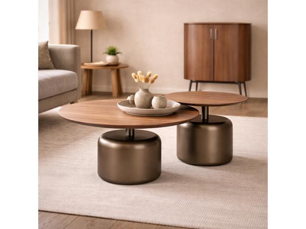 Veiling - Salontafels/Bijzettafels set Walnoot - Notenhout -, Huis en Inrichting, Tafels | Salontafels