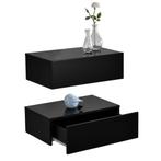 Wandplank met lade set van 2 zwevend 46x30x15 cm zwart glanz, Huis en Inrichting, Woonaccessoires | Wandplanken en Boekenplanken