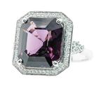 Ring - 14 karaat Witgoud, Deep Purple (Birma) - 13.11ct. tw., Sieraden, Tassen en Uiterlijk, Ringen, Nieuw
