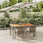 vidaXL 5-delige Tuinset met kussens poly rattan grijs, 4 zitplaatsen, Nieuw, Tuinset, Verzenden