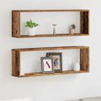 vidaXL Wandschappen 2 st 80x15x26 cm bewerkt hout oud, Huis en Inrichting, Woonaccessoires | Wandplanken en Boekenplanken, Verzenden
