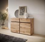 Meubella Dressoir Cainan eiken zwart 119cm, Huis en Inrichting, 100 tot 150 cm, Verzenden, Nieuw, Modern