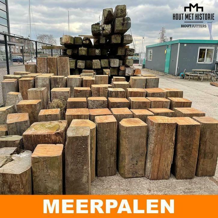 Koop nu meerpalen, gebruikt hout voor constructie & meubels, Doe-het-zelf en Verbouw, Hout en Planken, 300 cm of meer, Balk, Gebruikt