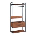 Kledingkast Larem met 2 lades 180x84x40 cm zwart en walnootk, Huis en Inrichting, Kasten | Kledingkasten, Verzenden, Nieuw