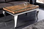 Design salontafel MODERN BAROK 100 cm naturel chroom, Ophalen of Verzenden, Nieuw