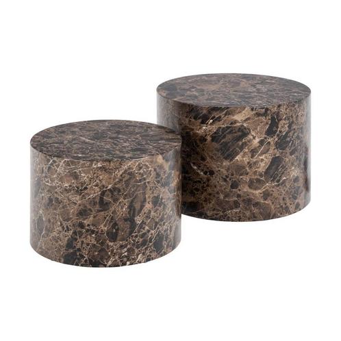 *WOONWINKEL* Ronde Salontafelset Bruin Emperador Marmer Look, Huis en Inrichting, Tafels | Salontafels, Nieuw, Verzenden