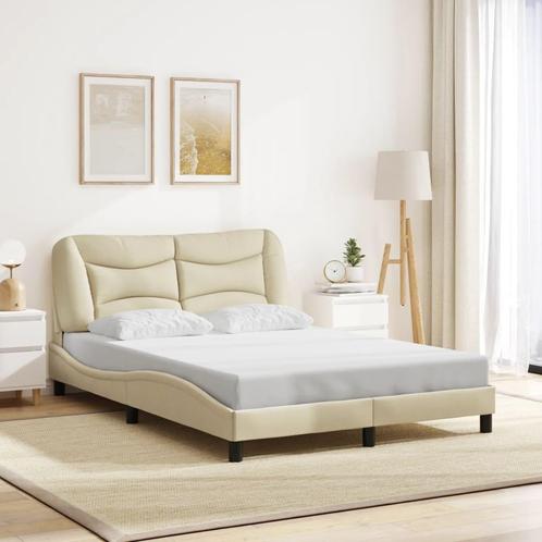 vidaXL Bedframe zonder matras 120x200 cm stof crèmekleurig, Huis en Inrichting, Slaapkamer | Bedden, 120 cm, 200 cm, Crème, Twijfelaar