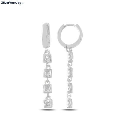 Zilveren baquette zirkonia oorringen, Sieraden, Tassen en Uiterlijk, Oorbellen, Nieuw, Verzenden