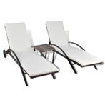 Ligbedden met Tafel Bruin - OP = OP - Zomerklaar!, Ophalen of Verzenden, Nieuw, Rotan