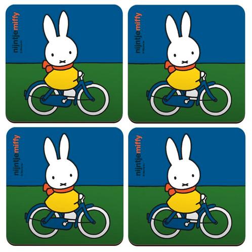 Onderzetter - Nijntje Fietst - Set van 4 - Blauw/Groen - Kur, Huis en Inrichting, Woonaccessoires | Onderzetters, Nieuw, Ophalen of Verzenden