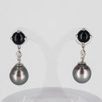 Oorbellen - 18 karaat Witgoud Saffier - Diamant, Nieuw