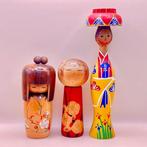 Set van 3 creatieve Kokeshi-poppen – inclusief bekroonde, Antiek en Kunst
