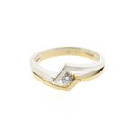 Bicolor gouden solitair ring met diamant; 0,12 ct. | Diam..., Sieraden, Tassen en Uiterlijk, Ringen, 18 tot 19, Goud, Met edelsteen