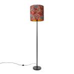 Vloerlamp zwart kap pauw dessin rood 40 cm  - Simplo, Verzenden, Nieuw, Stof, Modern