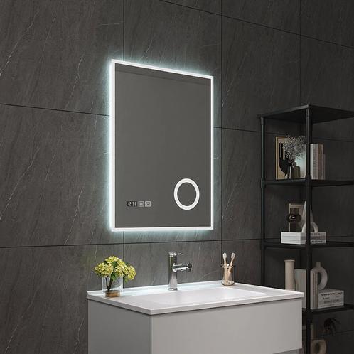 [pro.tec] Spiegel Lizzano met LED verlichting 70x50x3 cm wit, Huis en Inrichting, Woonaccessoires | Spiegels, Nieuw, Verzenden