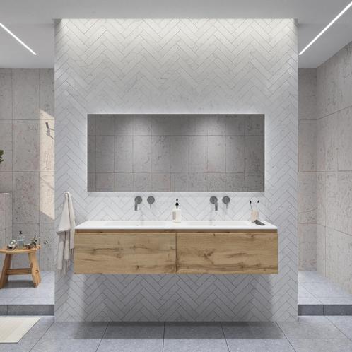 Badkamermeubelset Gliss Eros 180 cm Met Wastafel Rustiek, Doe-het-zelf en Verbouw, Sanitair, Bad, Nieuw, Ophalen of Verzenden