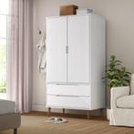 vidaXL Kledingkast MOLDE 90x55x175 cm massief grenenhout wit, Huis en Inrichting, Kasten | Kledingkasten, Verzenden, Nieuw