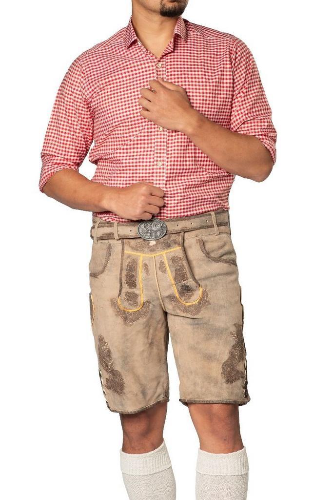 Lederhose Leer Kort Grijs en Riem, Kinderen en Baby's, Carnavalskleding en Verkleedspullen, Nieuw, Verzenden
