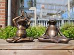 Beeldje - Mediterende kikkers - zen yoga - Brons, Antiek en Kunst