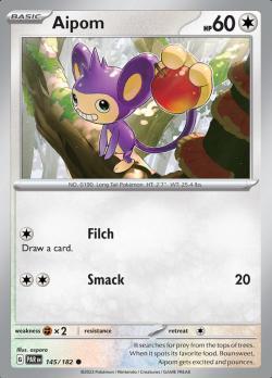 Aipom 145/182 reverse holo Paradox Rift, Hobby en Vrije tijd, Verzamelkaartspellen | Pokémon, Losse kaart, Nieuw, Foil, Ophalen of Verzenden