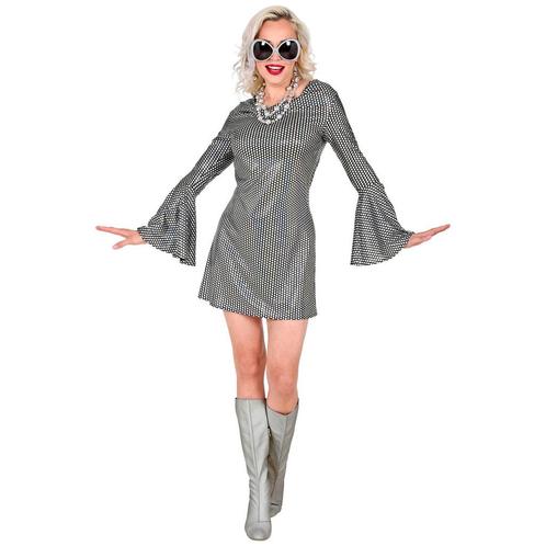 Disco 70S Jurk Zilver Dames Metallic Groovy, Kleding | Dames, Carnavalskleding en Feestkleding, Nieuw, Verzenden