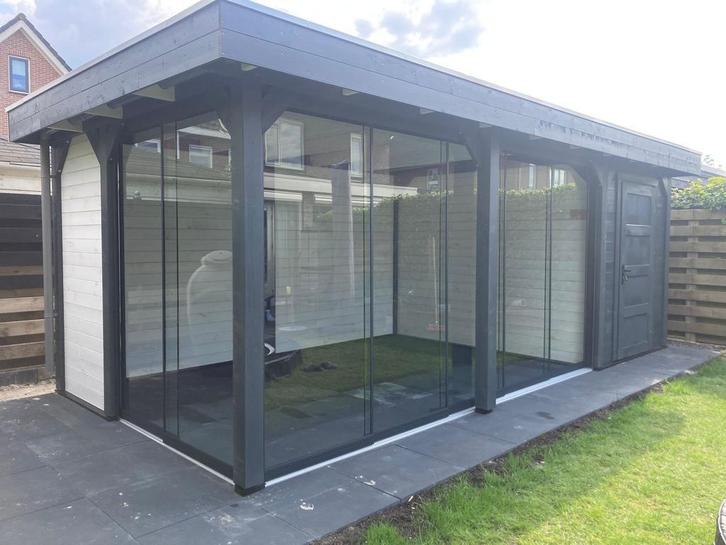 Tuinhuis Citroenvlinder 700x300 met glasschuifwanden., Tuin en Terras, Tuinhuizen, 200 tot 400 cm, 3 ramen of meer, 500 cm of meer