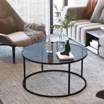 [en.casa] Salontafel Kolari 45x80 cm zwart en transparant, Huis en Inrichting, Tafels | Salontafels, Verzenden, Nieuw