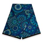 Afrikaanse print stof - Blauw en turquoise Mandala Patchwork, Hobby en Vrije tijd, Stoffen en Lappen, Ophalen of Verzenden, Nieuw