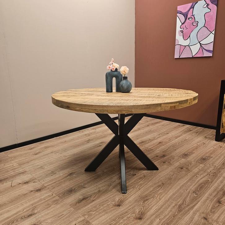 Eettafel Mangohout | Rond | BLACK FRIDAY AKTIE!!, Huis en Inrichting, Tafels | Eettafels, 100 tot 150 cm, 100 tot 150 cm, Rond
