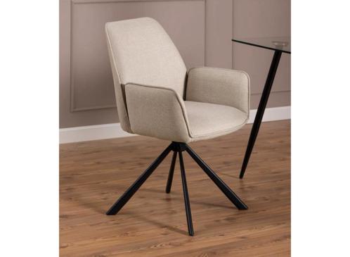 Outlet prijs: Eetkamerstoel Glenda - Stof Beige, Huis en Inrichting, Stoelen, Verzenden