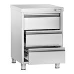 GGM Gastro | Ladekast PREMIUM met 3 laden - 500x700mm |, Verzenden, Nieuw in verpakking, RVS Meubilair