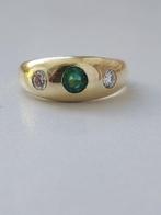 Verlovingsring - 14 karaat Geel goud - 0.70ct. tw. Smaragd -, Sieraden, Tassen en Uiterlijk, Antieke sieraden