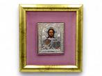 Russische icoon in zilver Cristo Pantocratore + boek Le