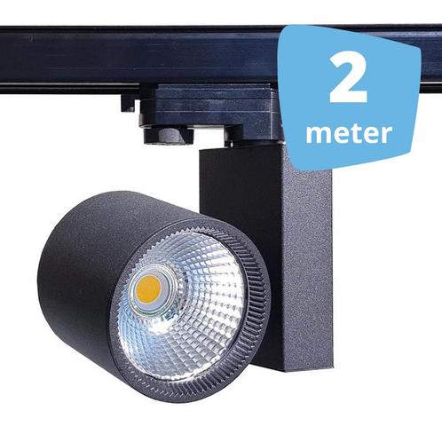 2x 30W LED Track Spot Spirit Zwart 3500K Warmwit + 2m rails, Zakelijke goederen, Kantoor en Winkelinrichting | Winkel en Inventaris