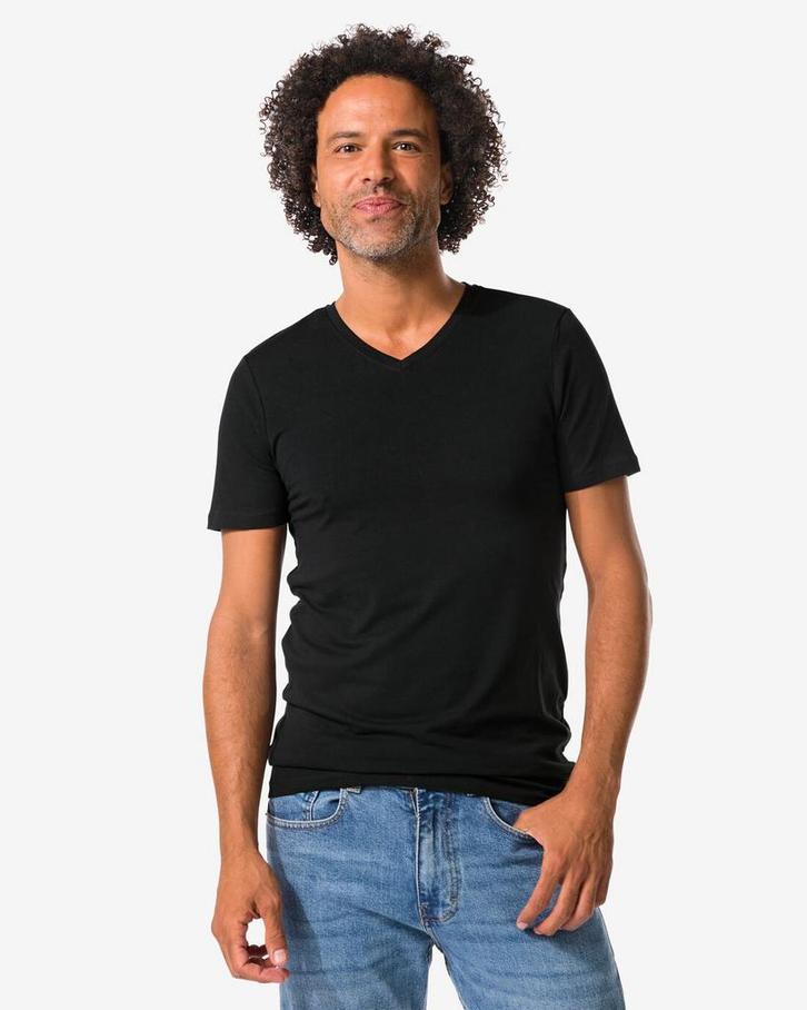 HEMA Heren T-shirts slimfit v-hals extra lang - 2 stuks, Kleding | Heren, Overige Herenkleding, Nieuw, Verzenden