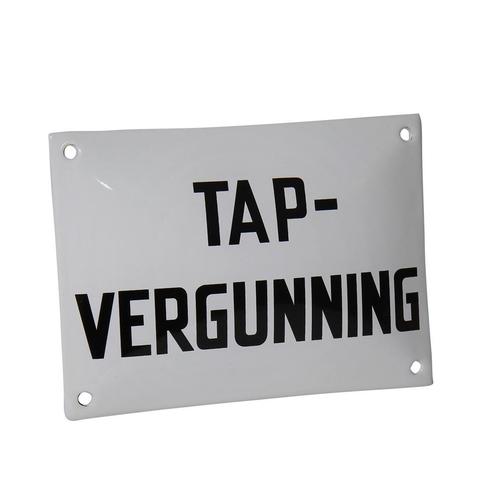 Emaille reclamebord: Tapvergunning, Zakelijke goederen, Horeca | Overige, Verzenden