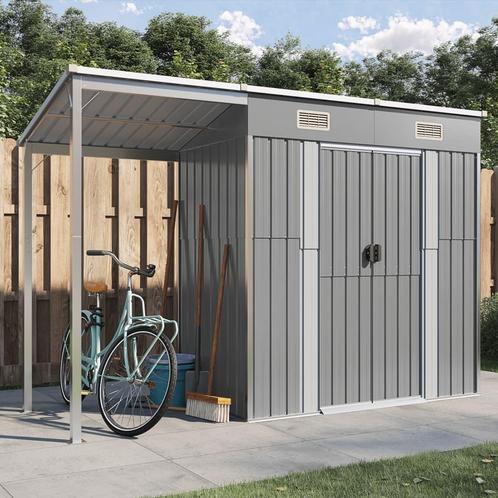 vidaXL Tuinschuur met verlengd dak 277x110,5x181 cm staal, Tuin en Terras, Tuinhuizen, Nieuw, Verzenden