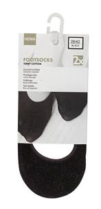 HEMA Dames footies badstof - 2 paar zwart, Kleding | Dames, Verzenden, Nieuw, Zwart