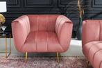 Retro fauteuil NOBLESSE 105cm oudroze fluweel met, Huis en Inrichting, Fauteuils, Nieuw, Ophalen of Verzenden