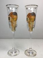Set champagneglazen van Goebel - De Kus van Gustav Klimt, Verzamelen, Glas en Borrelglaasjes, Gebruikt, Ophalen