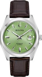 Bulova 96B427 Classic Surveyor automatisch horloge, Overige merken, Leer, Staal, Verzenden