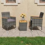 vidaXL 3-delige Bistroset poly rattan en acaciahout grijs, Verzenden, Nieuw, Rotan