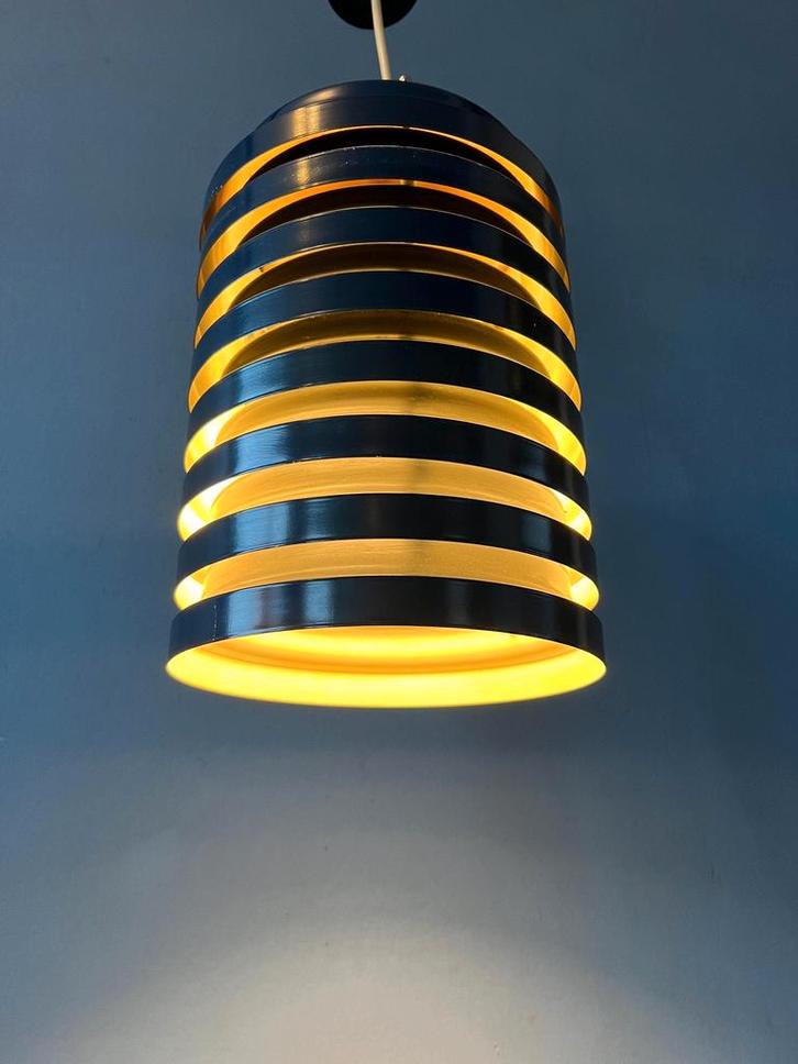 Vintage Blue Danish Mid Century Pendant Lamp, Huis en Inrichting, Lampen | Hanglampen, Nieuw, Ophalen of Verzenden